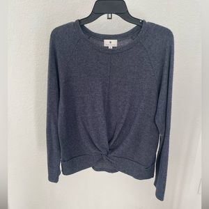 Blue front-twist sweater